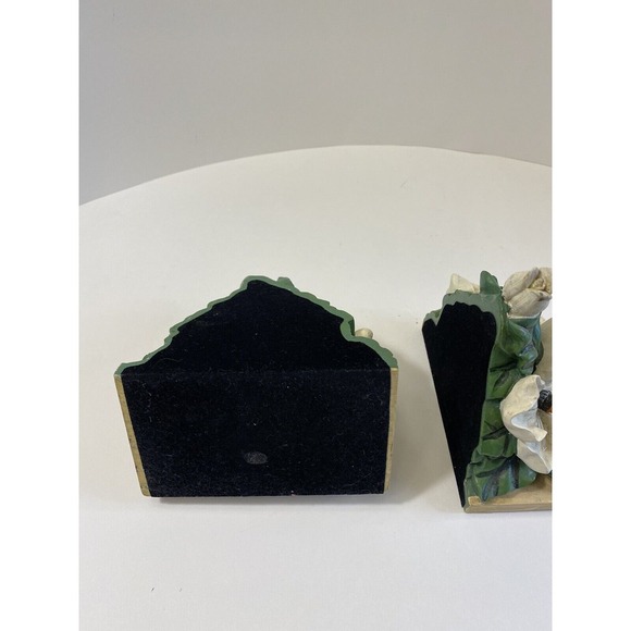 Magnolia Blossom Bookends Heavy Resin Bookends ‎ White Flowers Home Decor - Picture 6 of 10